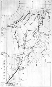 Маршрут полета дирижабля Граф Цеппелин в 1931г. Над Диксоном 29.07.1931 в 12.08 аm.